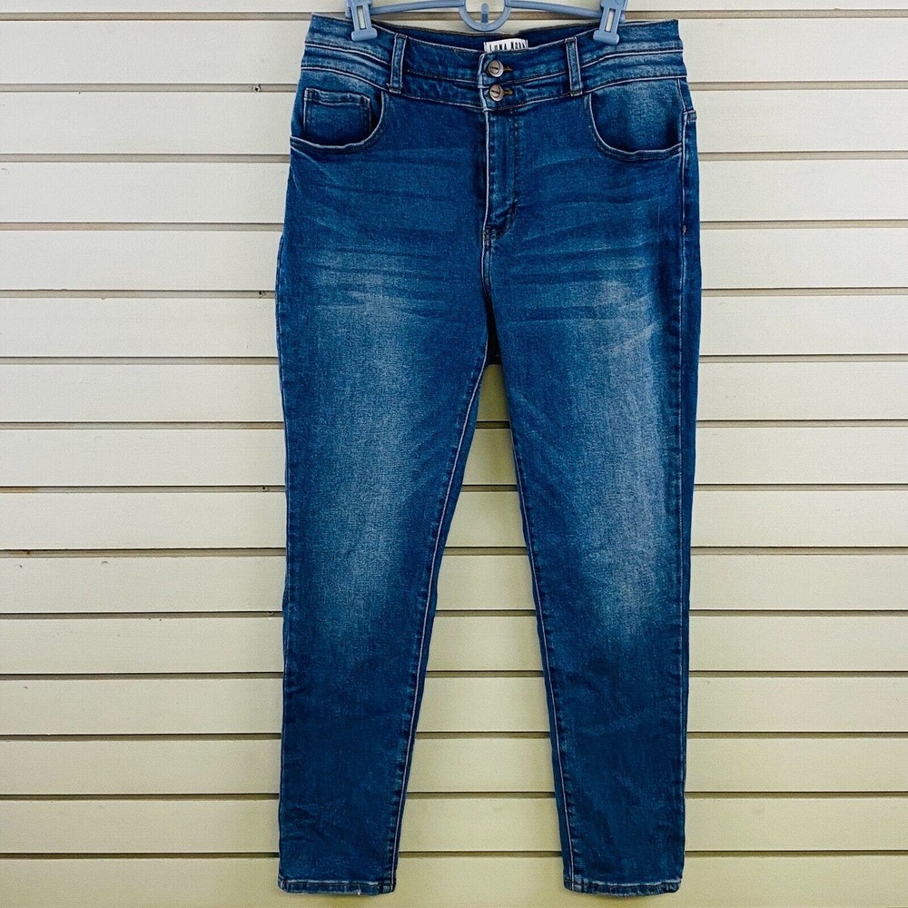 Womens 14 Luna Nora High‎ Rise Skinny Jeans Stretch Medium 2 Button 29" Inseam